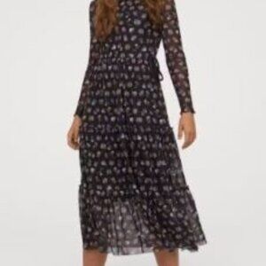Fall Floral Long printed mesh dress
